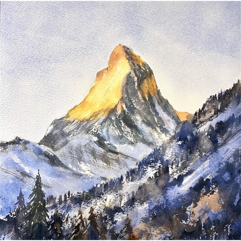 Painting Matterhorn by Jones Henry | Painting  Watercolor