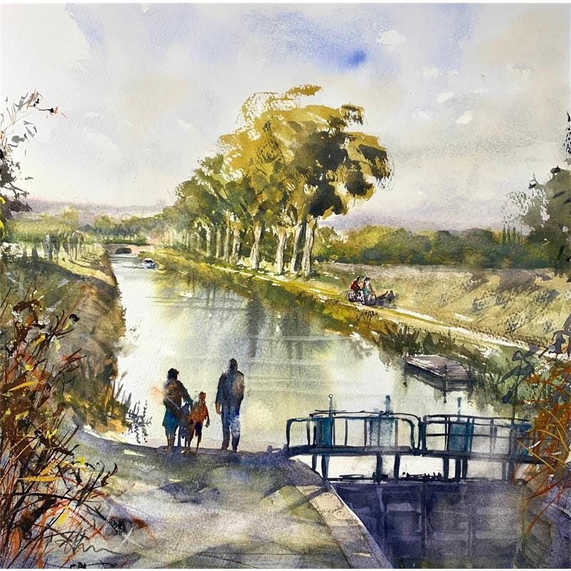 Gemälde Canal du Midi  von Jones Henry | Gemälde Aquarell