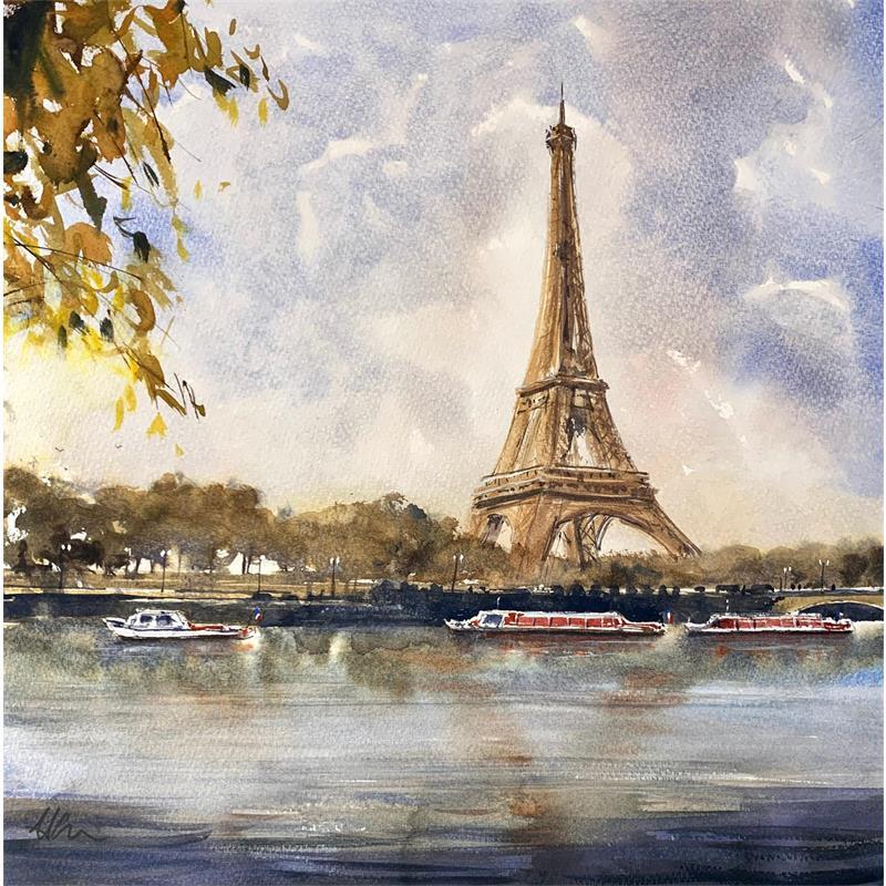 Painting La Tour Eiffel  by Jones Henry | Painting  Watercolor