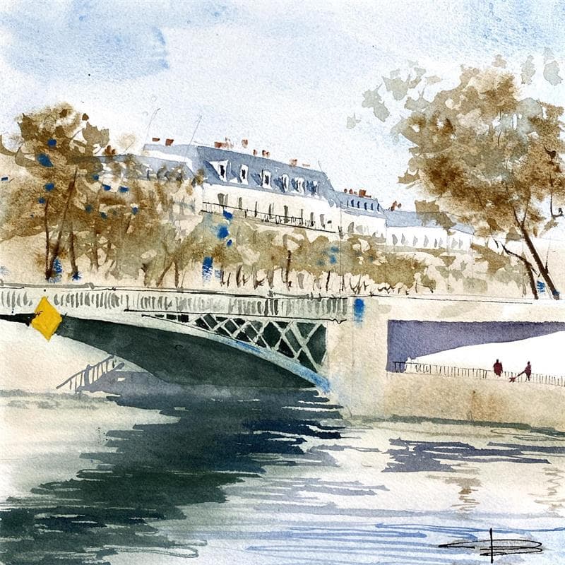 Peinture Paris rive droite par Kévin Bailly | Tableau Figuratif Aquarelle Vues urbaines