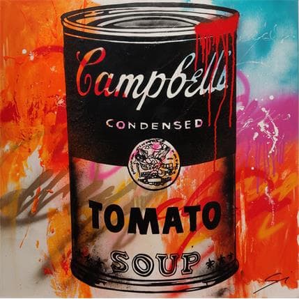 Peinture Campbell's Soup par Mestres Sergi | Tableau Pop Art Graffiti, Mixte icones Pop