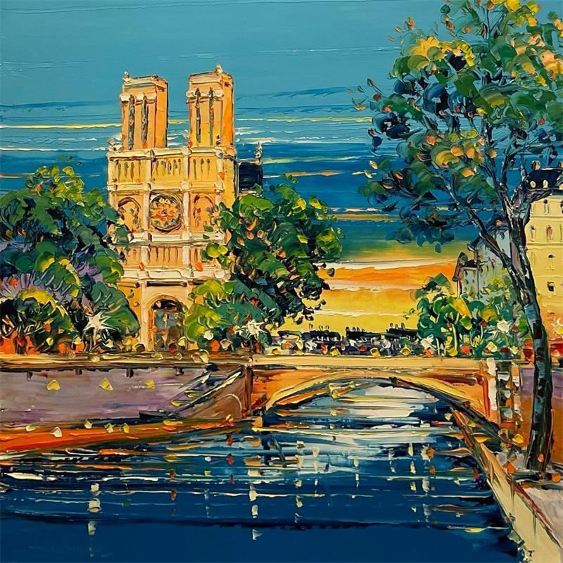 Painting Lumière du soir sur Paris by Corbière Liisa | Painting Figurative Oil Landscapes Urban