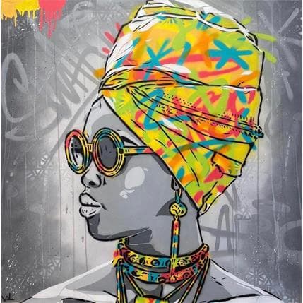 Painting Sans titre by Valérian Lenud | Painting Street art Graffiti, Mixed Pop icons, Portrait