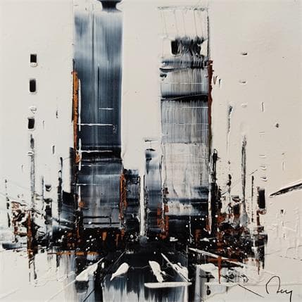 Painting Love street by Rey Julien | Painting Figurative Mixed Black & White, Urban