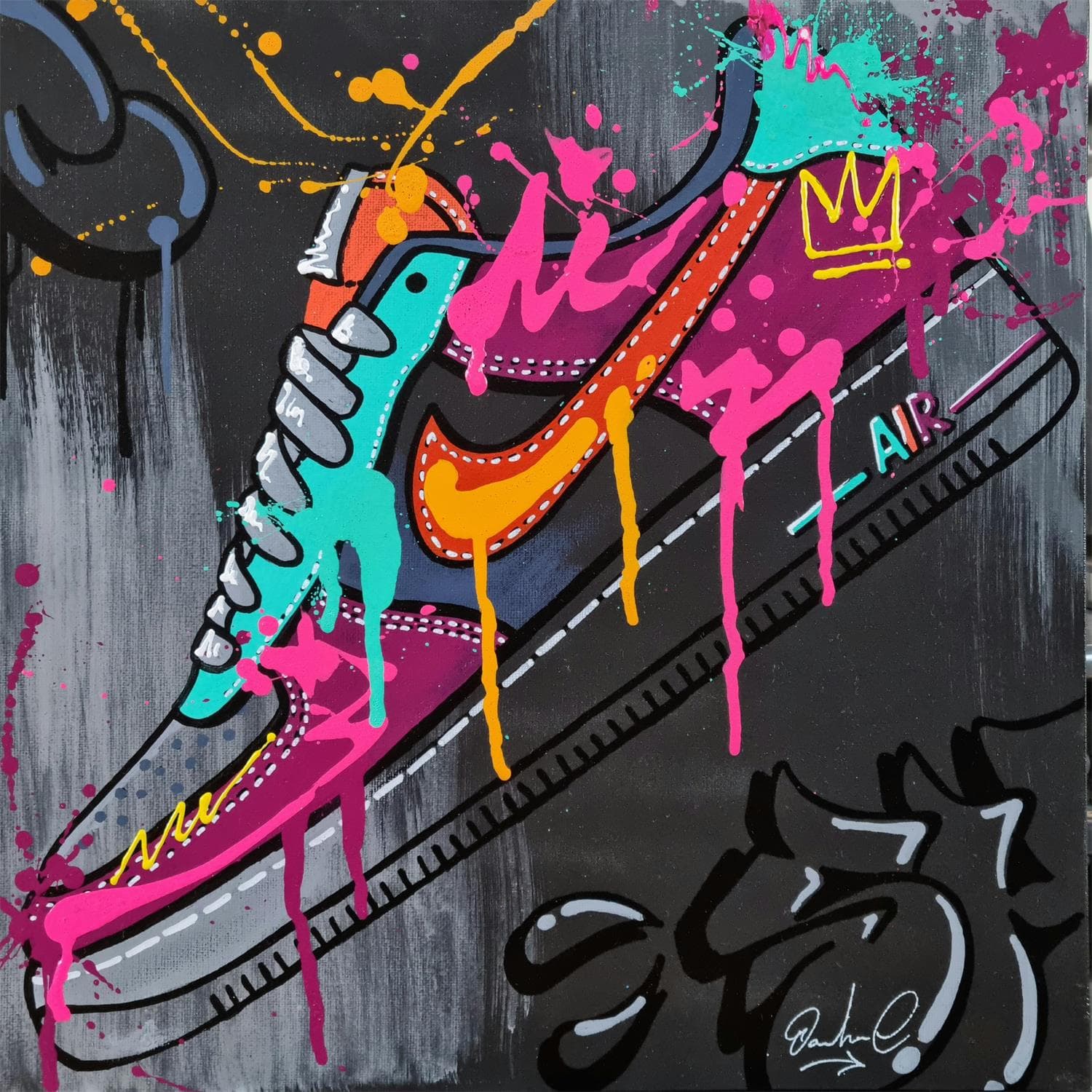 Tableau Street Art Nike Air Gold