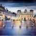 Peinture Lyon sous les parapluies  par Dessapt Alan | Tableau Figuratif Urbain Huile Acrylique