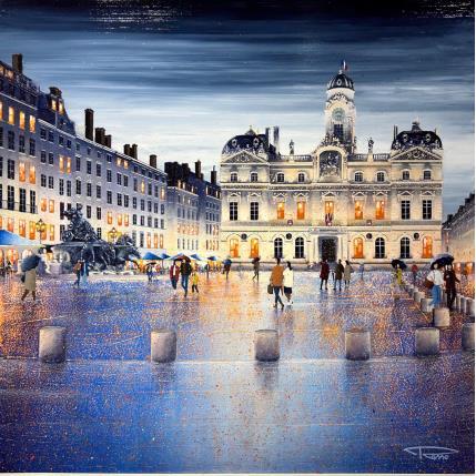 Peinture Lyon sous les parapluies  par Dessapt Alan | Tableau Figuratif Acrylique, Huile Urbain
