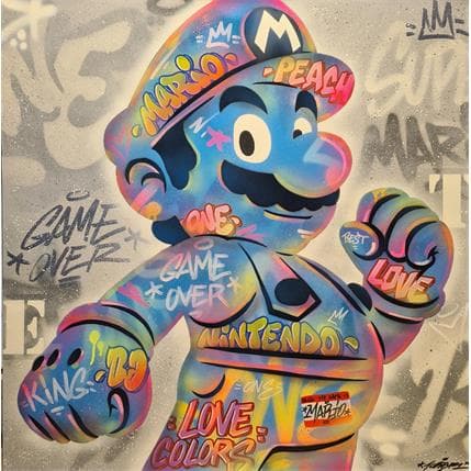 Painting Mario fluo by Kedarone | Painting Pop art Mixed Pop icons