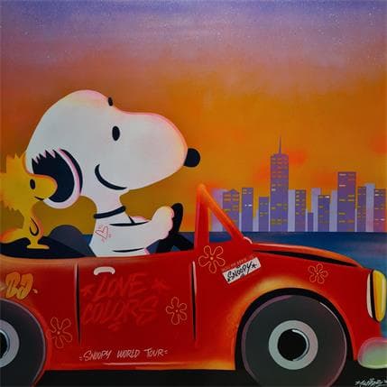 Painting Snoopy America by Kedarone | Painting Pop art Mixed Pop icons