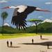 Painting Cigogne by Lionnet Pascal | Painting Surrealist Acrylic Animals
