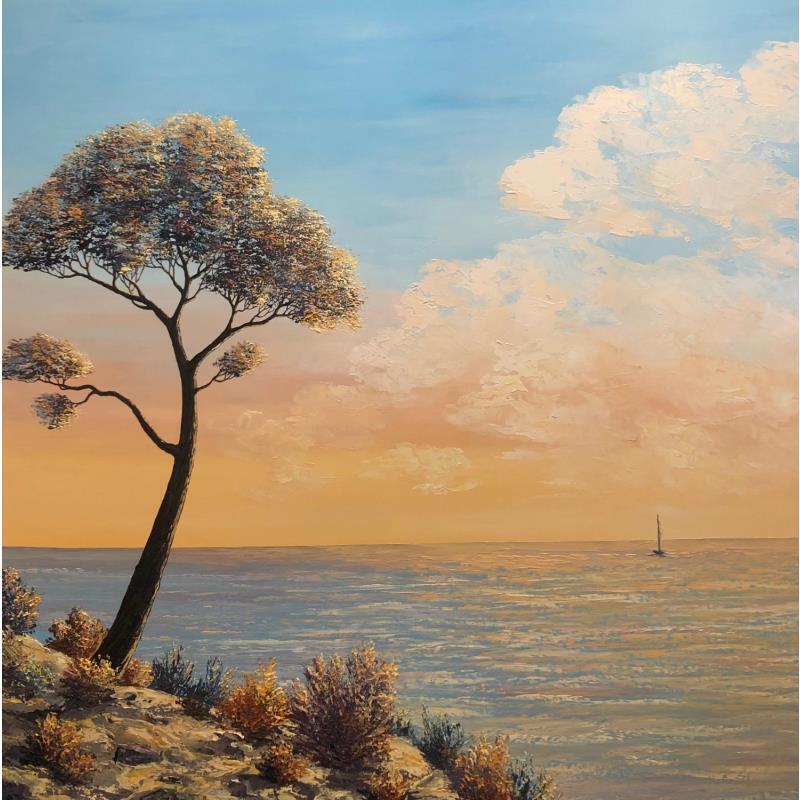 Painting Calme et volupté by Blandin Magali | Painting Figurative Oil Landscapes, Marine