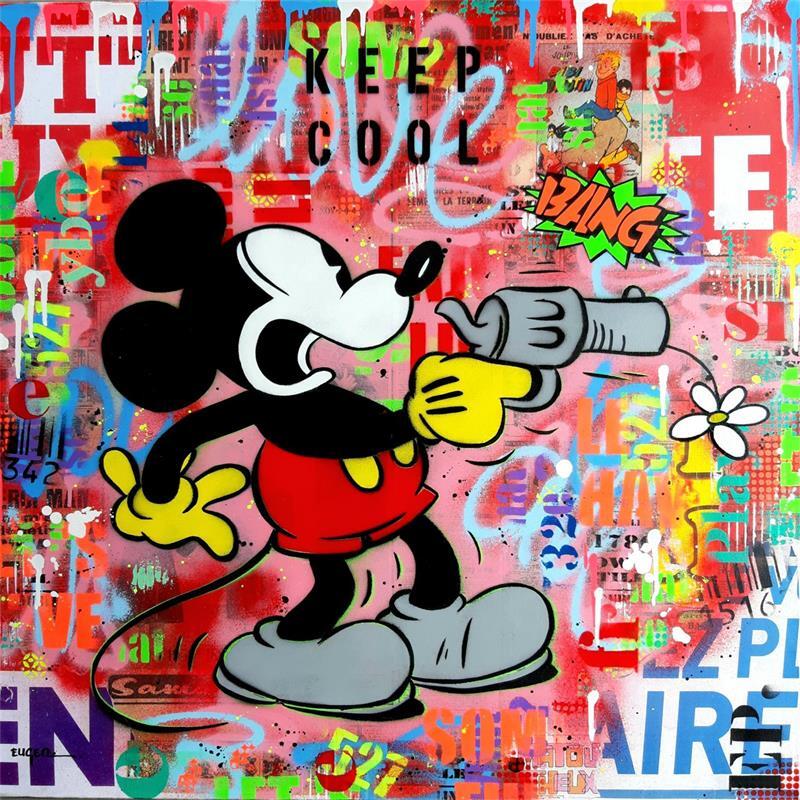 Painting KEEP COOL by Euger Philippe | Painting Pop-art Acrylic, Gluing, Graffiti Pop icons