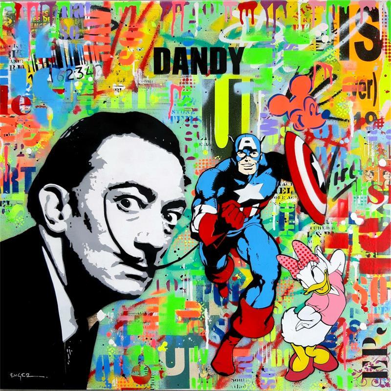 Painting SALVADOR DALI by Euger Philippe | Painting Pop-art Acrylic, Gluing, Graffiti Pop icons
