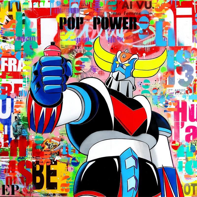 Painting POP POWER by Euger Philippe | Painting Pop-art Acrylic, Gluing, Graffiti Pop icons