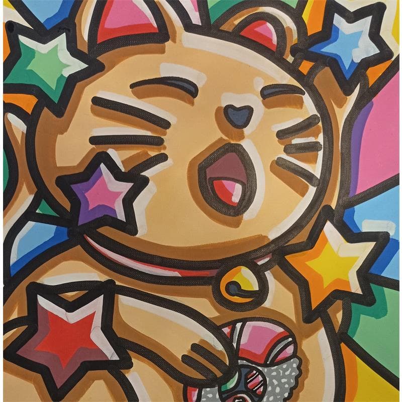 Peinture Même un lucky cat peut se faire sushi... par Fifel | Tableau Street Art Animaux, Icones Pop