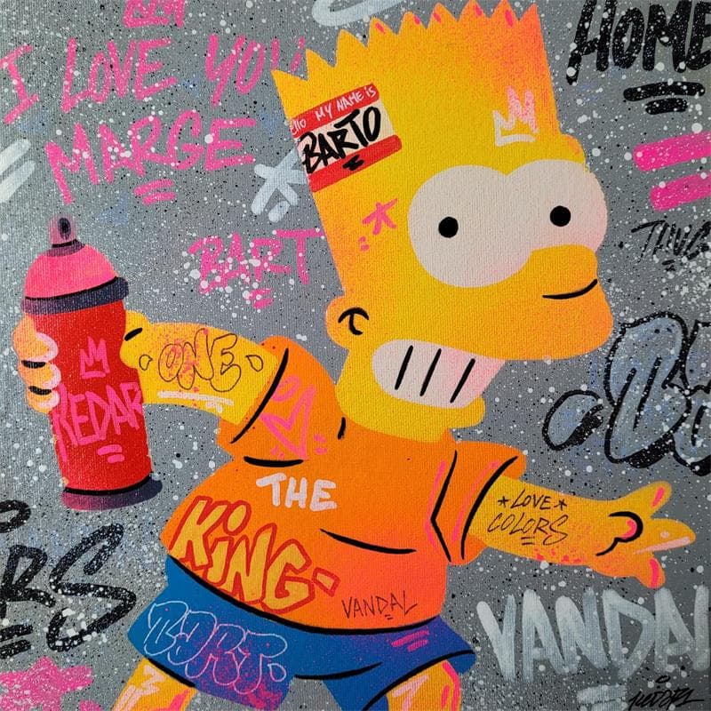 Peinture Bart Vandal par Kedarone | Tableau Street Art Mixte icones Pop