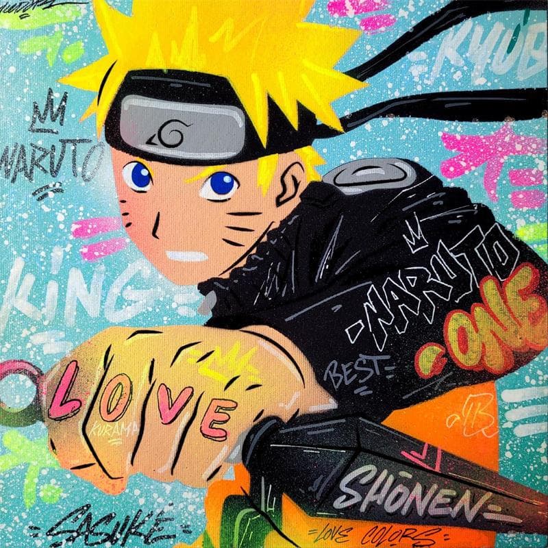 Peinture Naruto par Kedarone | Tableau Street Art Mixte icones Pop