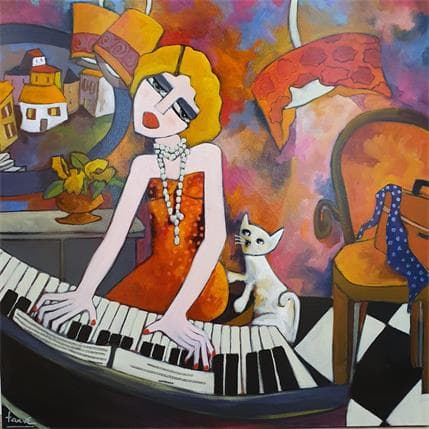 Painting Douceur musicale by Fauve | Painting Figurative Acrylic Life style