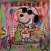 Gemälde Snoopy alteres von Kikayou | Gemälde Street art Tiere Graffiti