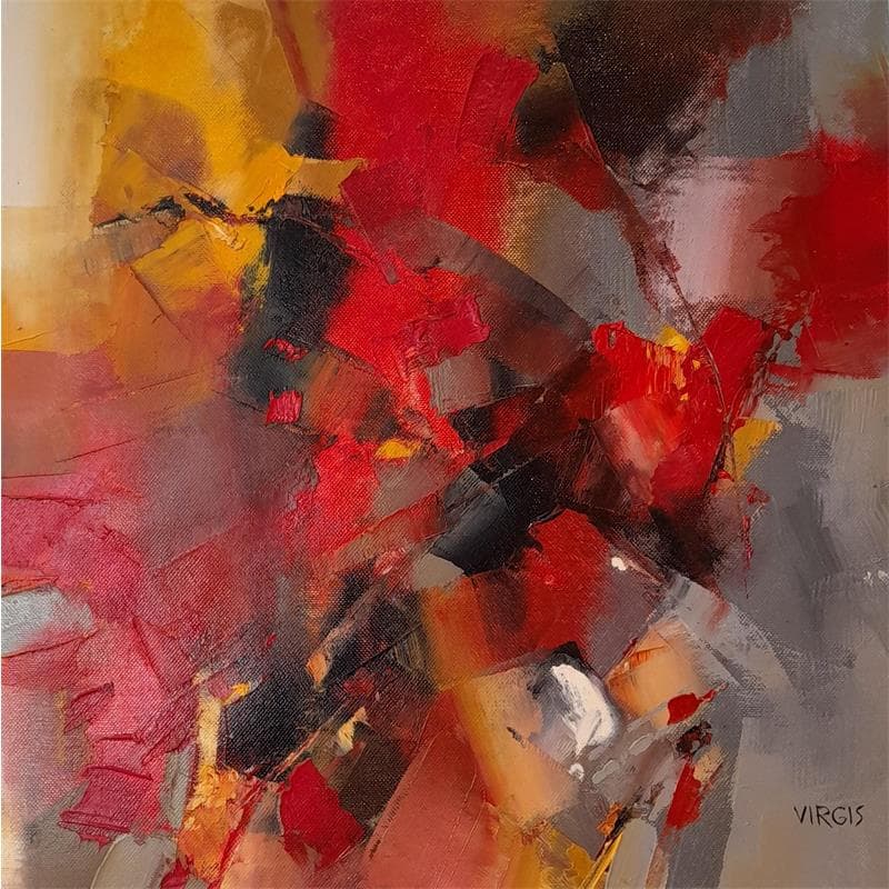 Painting Motion in red by Virgis | Painting Abstract Oil Minimalist