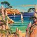 Painting Entre ciel et mer by Corbière Liisa | Painting Figurative Oil Landscapes Marine