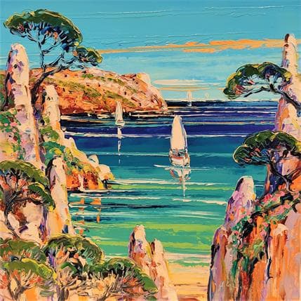 Painting Entre ciel et mer by Corbière Liisa | Painting Figurative Oil Landscapes, Marine