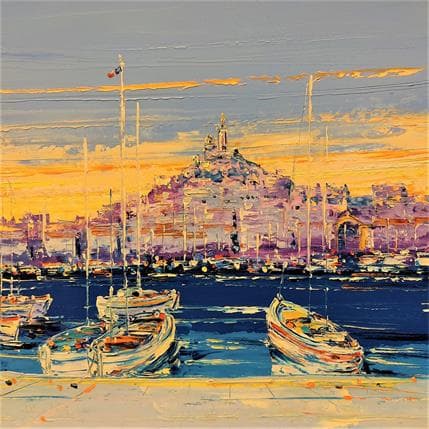 Painting Marseille s'éveille by Corbière Liisa | Painting Figurative Oil Landscapes, Marine