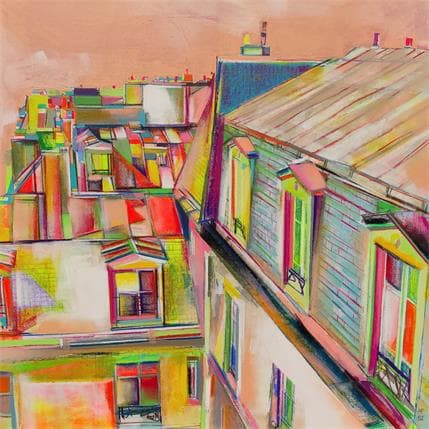 Peinture Rain brick luck par Anicet Olivier | Tableau Art Singulier Huile Vues urbaines