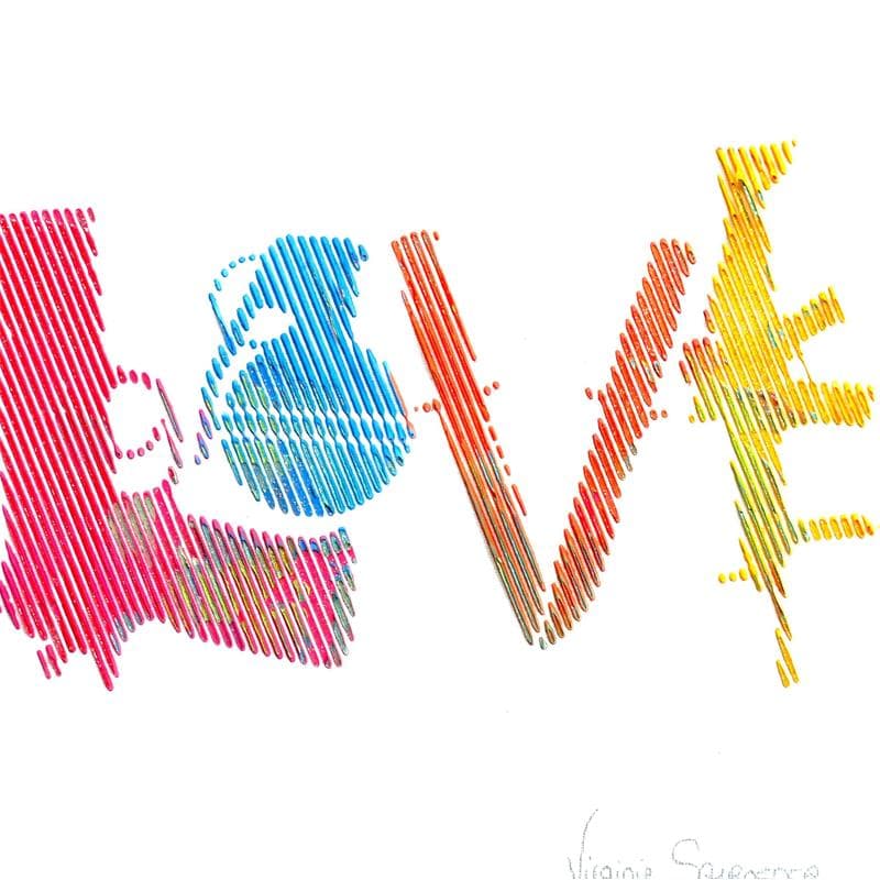 Peinture Love tribute to Bansky par Schroeder Virginie | Tableau Pop Art Mixte icones Pop