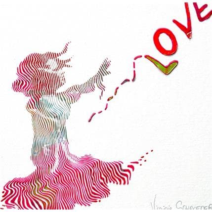Gemälde Bye bye love, Bansky inspiration von Schroeder Virginie | Gemälde Pop-Art Mischtechnik Pop-Ikonen