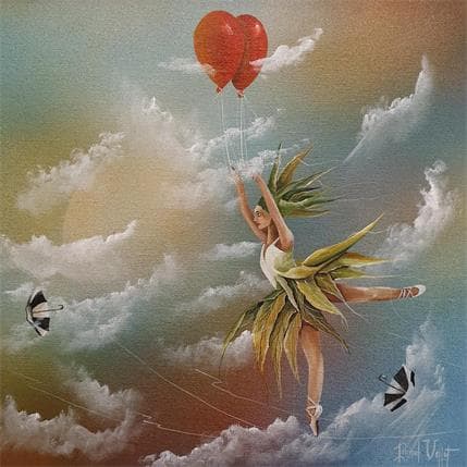 Painting La danseuse des nuages by Valot Lionel | Painting Surrealism Acrylic Life style