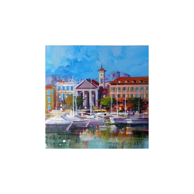 Peinture Nice, son vieux Port par Frédéric Thiery | Tableau Figuratif Marine Carton Acrylique