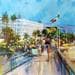 Gemälde Cannes, la Croisette von Frédéric Thiery | Gemälde Figurativ Urban Alltagsszenen Pappe Acryl