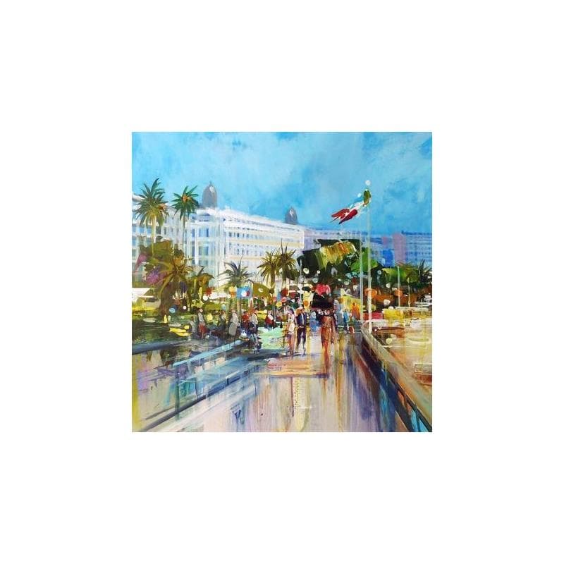 Painting Cannes, la Croisette by Frédéric Thiery | Painting Figurative Acrylic, Cardboard Life style, Urban
