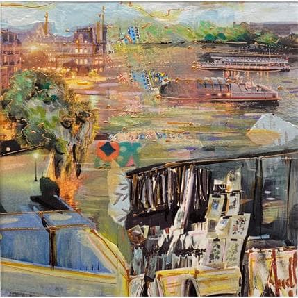 Painting Bord de Seine by Aud C | Painting Illustrative Mixed Life style, Urban