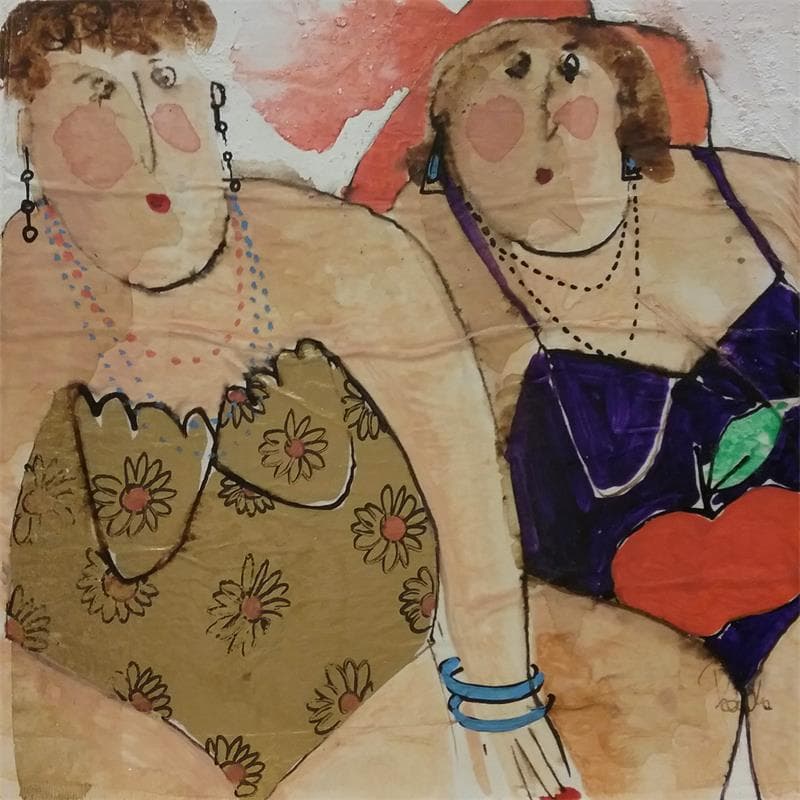 Painting Suzette, Pomponette by Colombo Cécile | Painting Figurative Mixed Life style