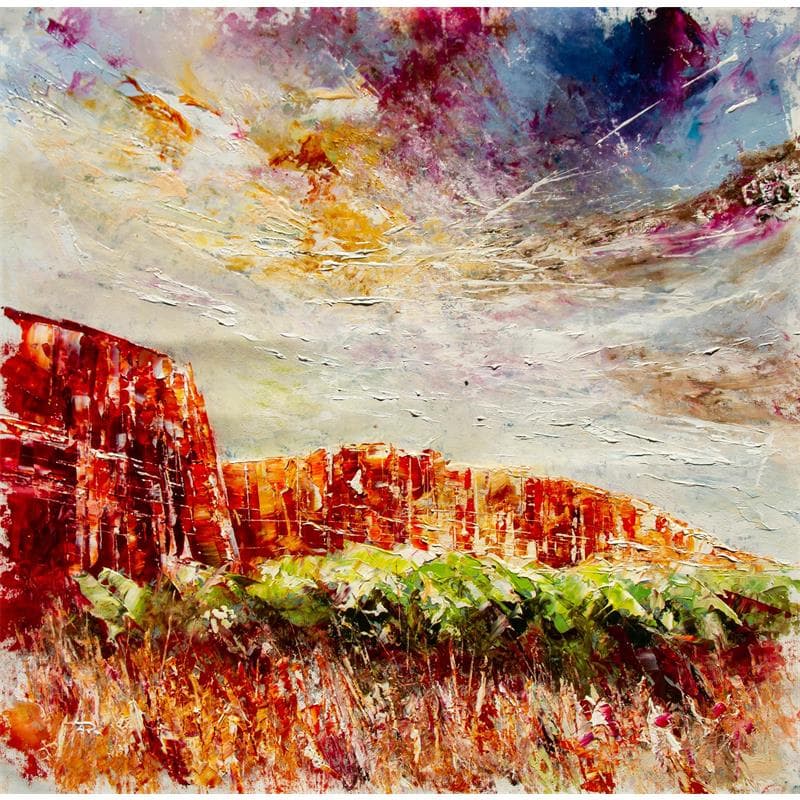Painting Arizona Landscape in the Wind by Reymond Pierre | Painting Figurative Oil Landscapes