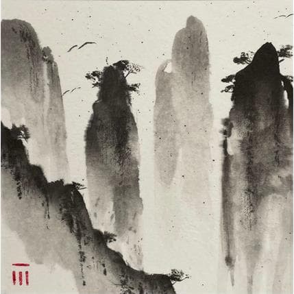 Painting Asian Dream by De Giorgi Mauro | Painting Illustrative Mixed, Watercolor Black & White, Landscapes