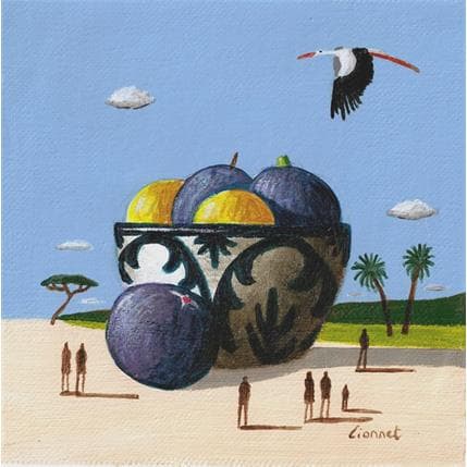 Painting Figues by Lionnet Pascal | Painting Surrealist Acrylic Animals, Landscapes, still-life