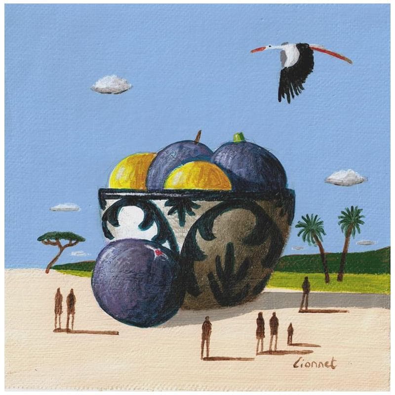 Peinture Figues par Lionnet Pascal | Tableau Surréalisme Acrylique animaux, Natures mortes, Paysages