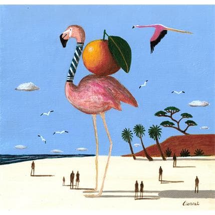 Painting Flamant rose by Lionnet Pascal | Painting Surrealist Acrylic Animals, Pop icons, still-life