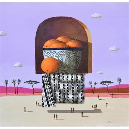 Painting Oranges by Lionnet Pascal | Painting Surrealist Acrylic Landscapes, still-life