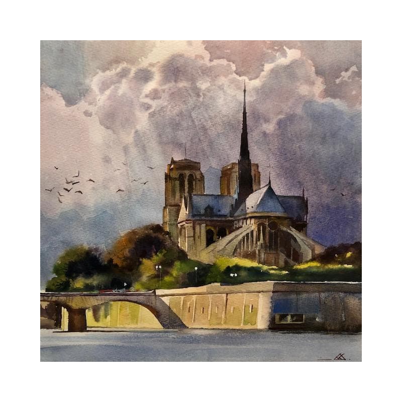 Painting Paris 1 by Khodakivskyi Vasily | Painting Watercolor