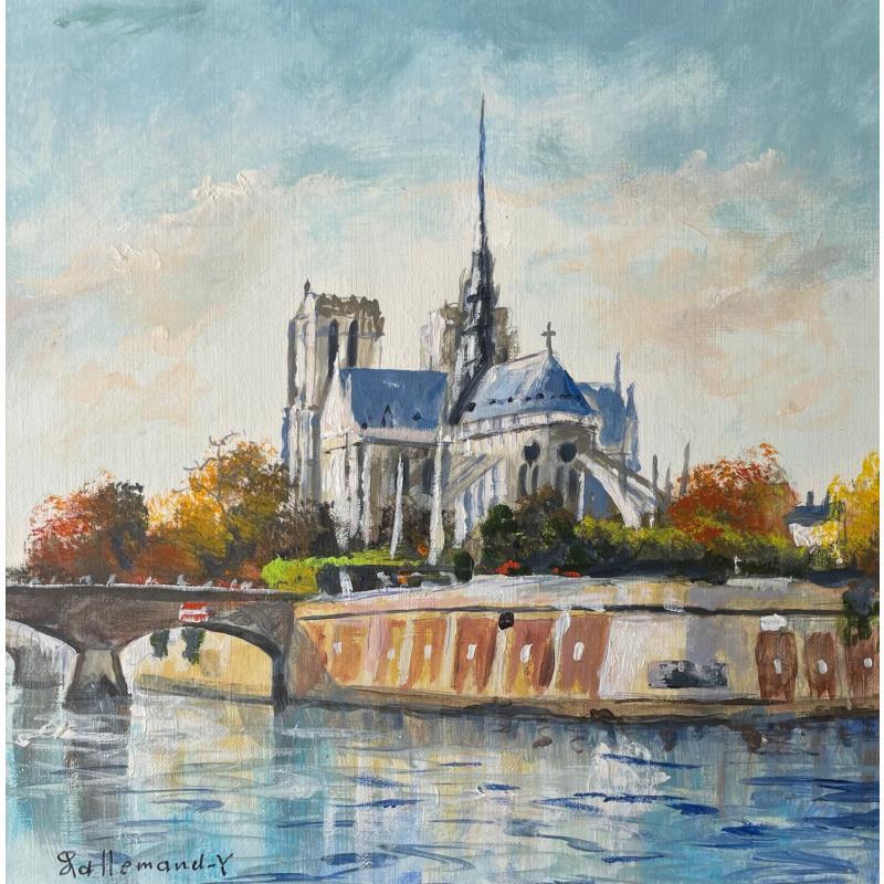 Painting Notre Dame by Lallemand Yves | Painting Figurative Urban Acrylic