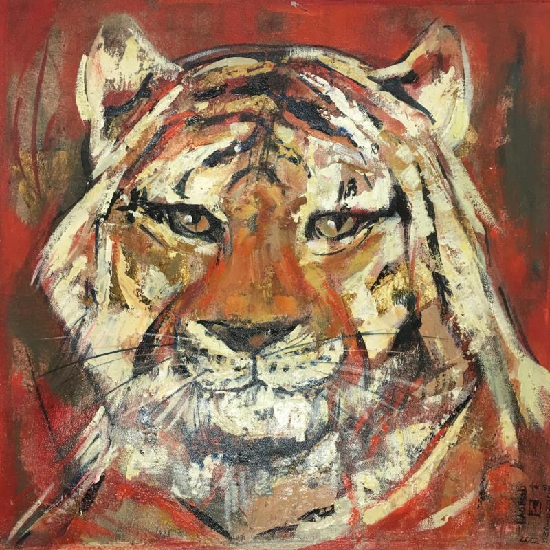 Painting Des rouges by Machi | Painting Figurative Acrylic, Ink, Oil Animals