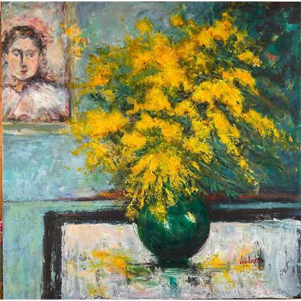 Painting Mimosas au vase vert by Vaudron | Painting Figurative still-life