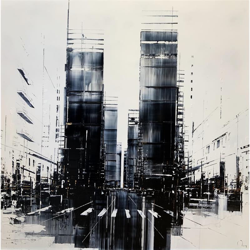 Gemälde Alpha von Rey Julien | Gemälde Abstrakt Urban Holz Acryl