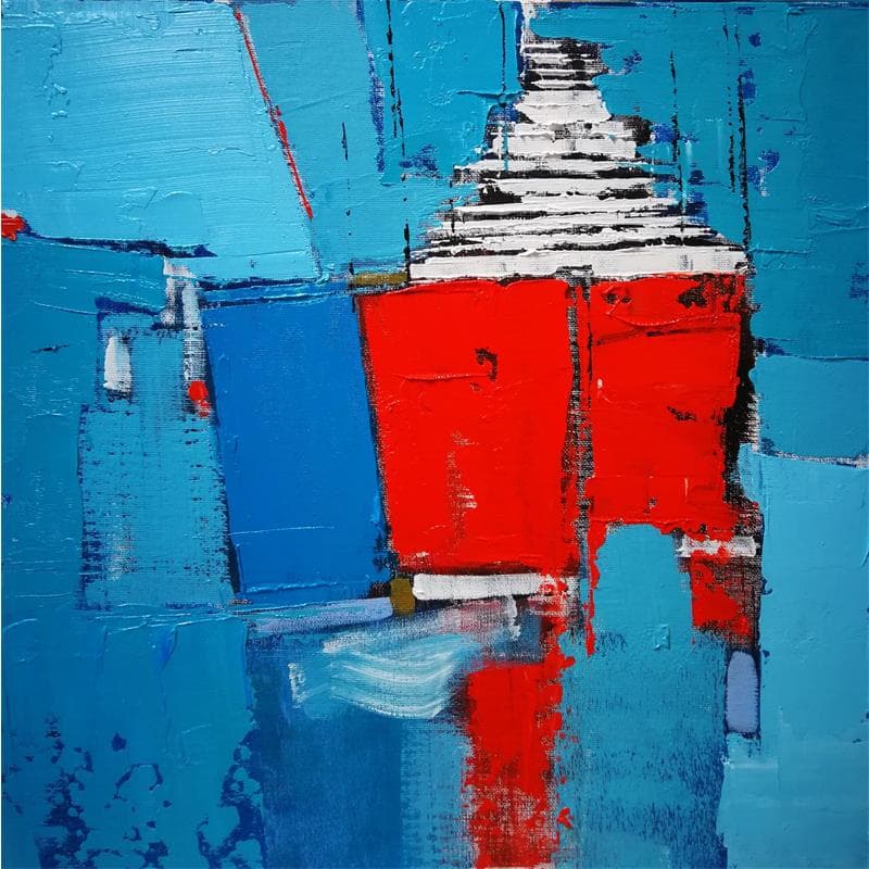 Painting Le grand voyageur by L'huillier Françis | Painting Abstract Marine Cardboard Oil