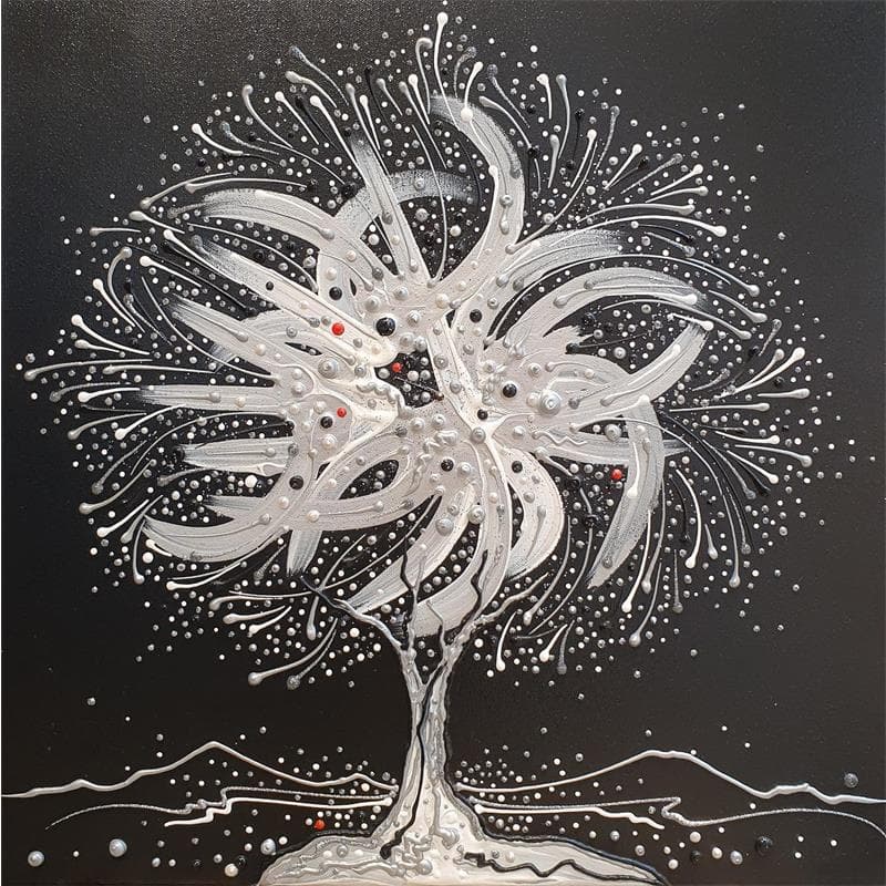 Painting L'arbre flamboyant by Fonteyne David | Painting Figurative Acrylic Black & White, Landscapes