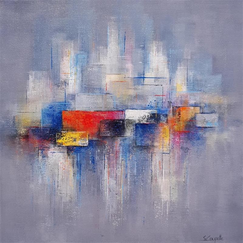 Painting Skyline reflections by Coupette Steffi | Painting Abstract Acrylic Urban